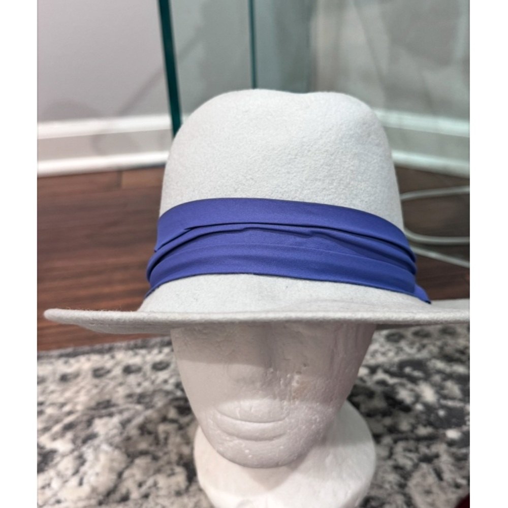 Blue Vintage ‘Peachfelt’ Wool Fedora Hat with Grosgrain Ribbon
